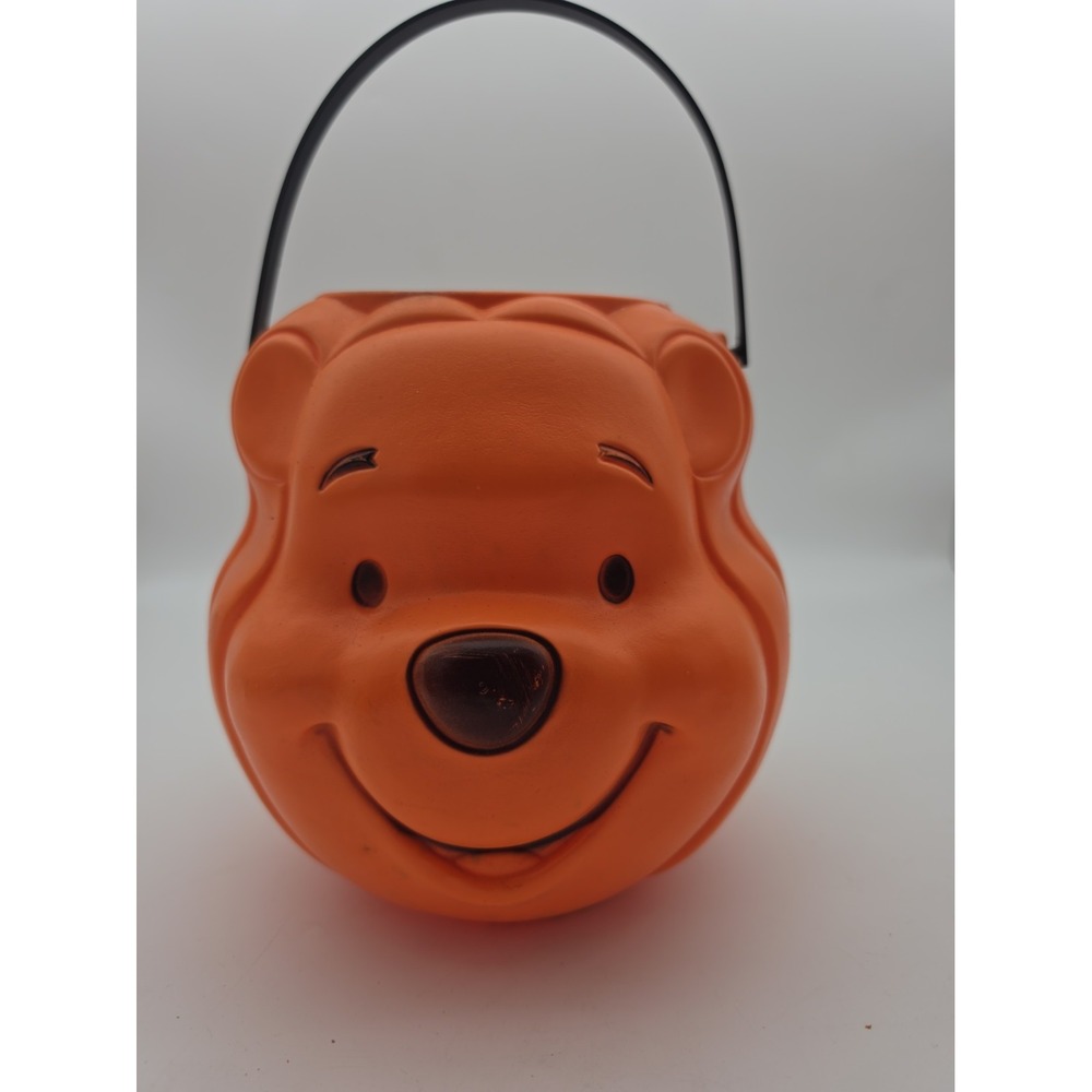 Vintage Disney Pooh Halloween Pumpkin Pail Bucket USA Orange Trick or Treat
